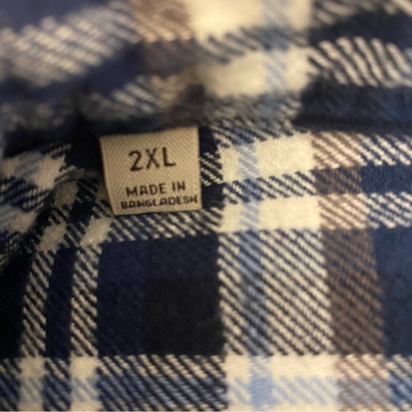 Jachs Mens 2XL Blue‎ Plaid Flannel Shirt 100% Cotton Button Down Mid Weight - Picture 6 of 13
